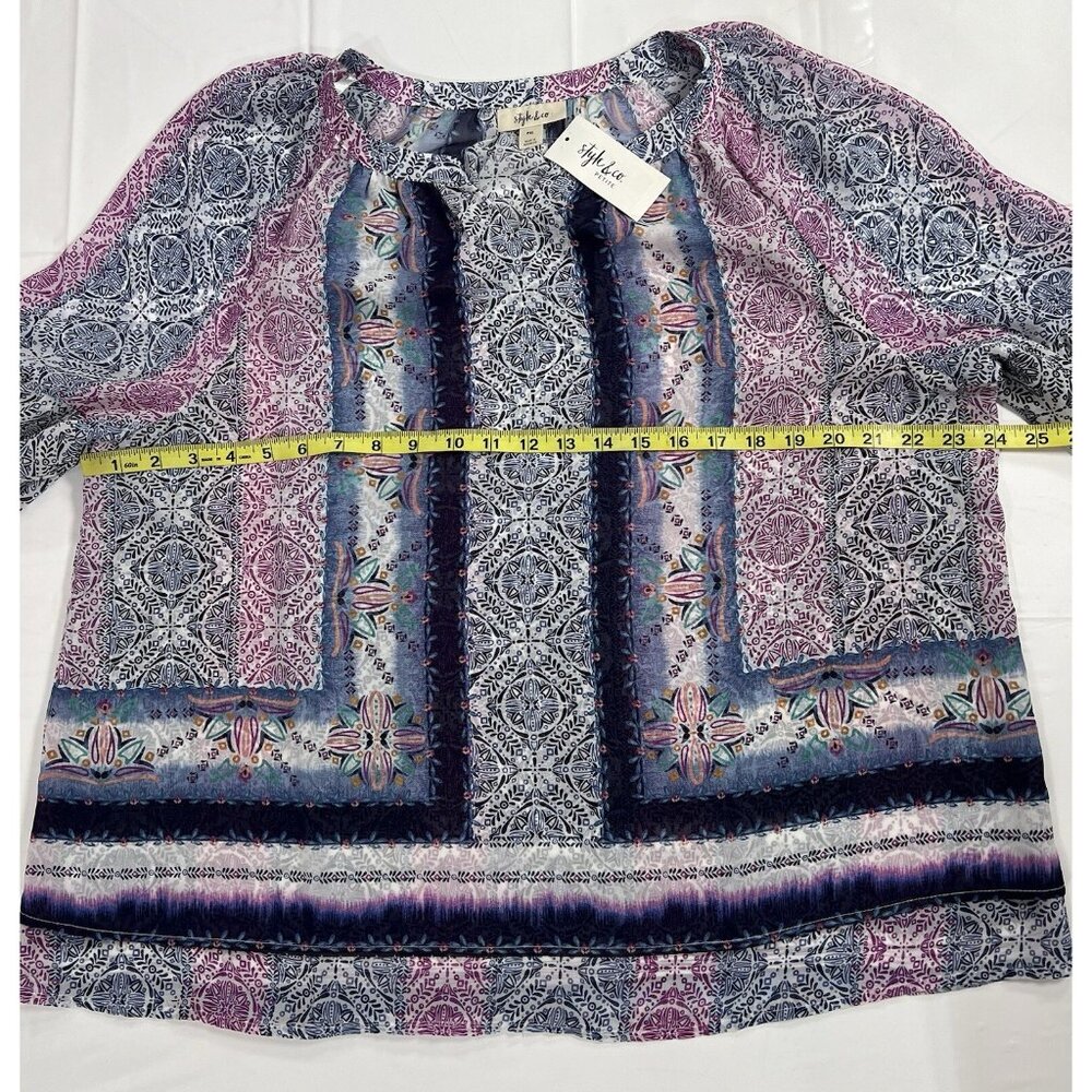 Style & Co. Women Top Petite PXL/PTG Blouse Long Sleeves Semi Sheer NWT - Picture 4 of 7